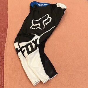Fox 180 men’s lux dirt racing Pants Black blue White with leather knee panels